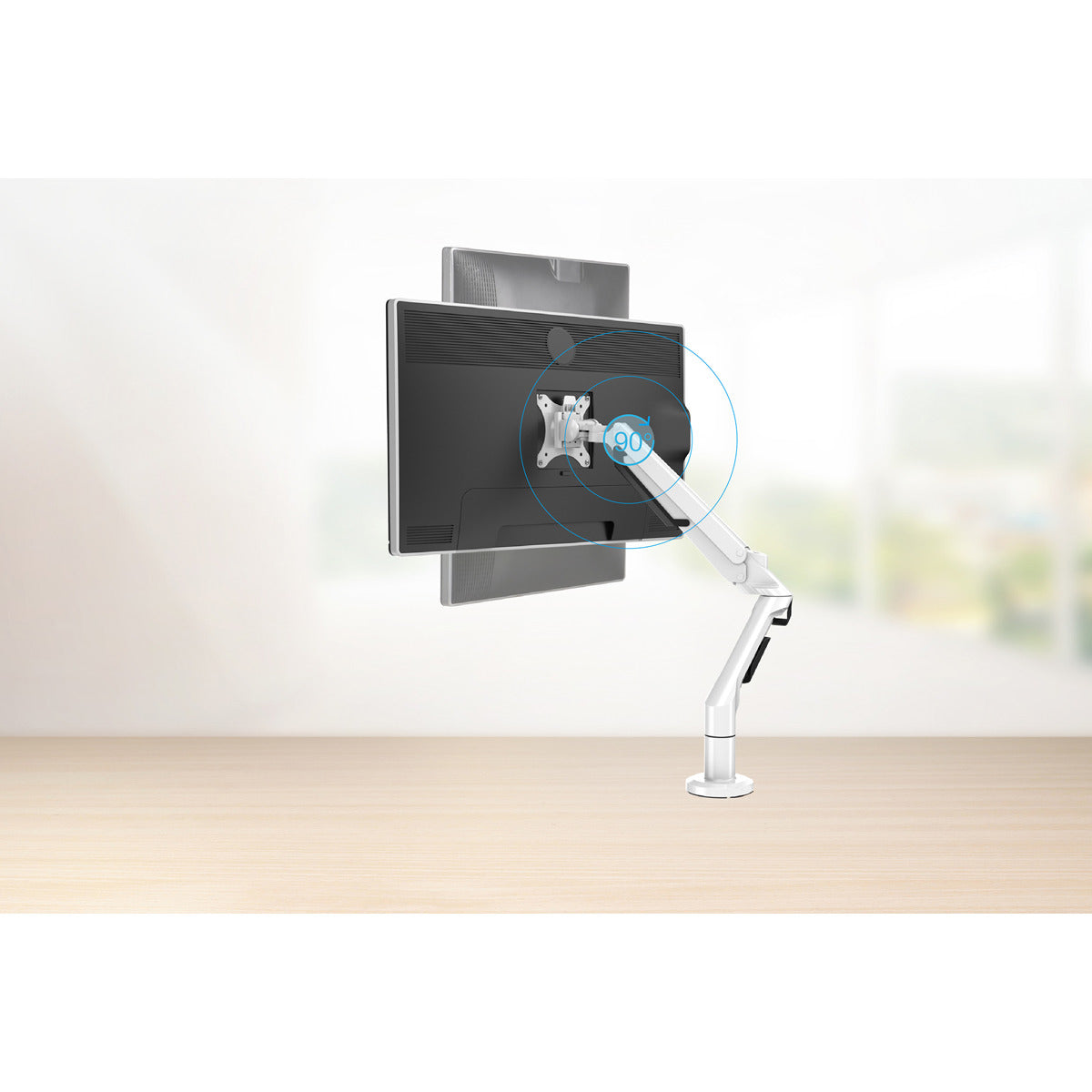 Dellonda Adjustable Single Monitor Arm with 360° Rotation - White DH26