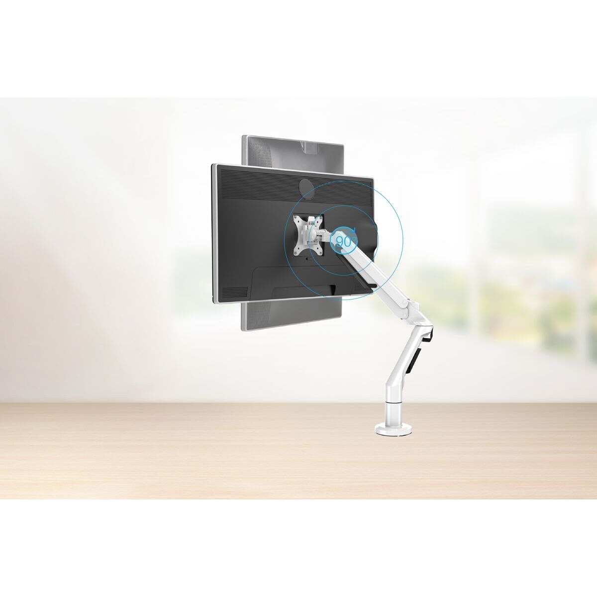 Dellonda Adjustable Single Monitor Arm with 360° Rotation - White - Image 6