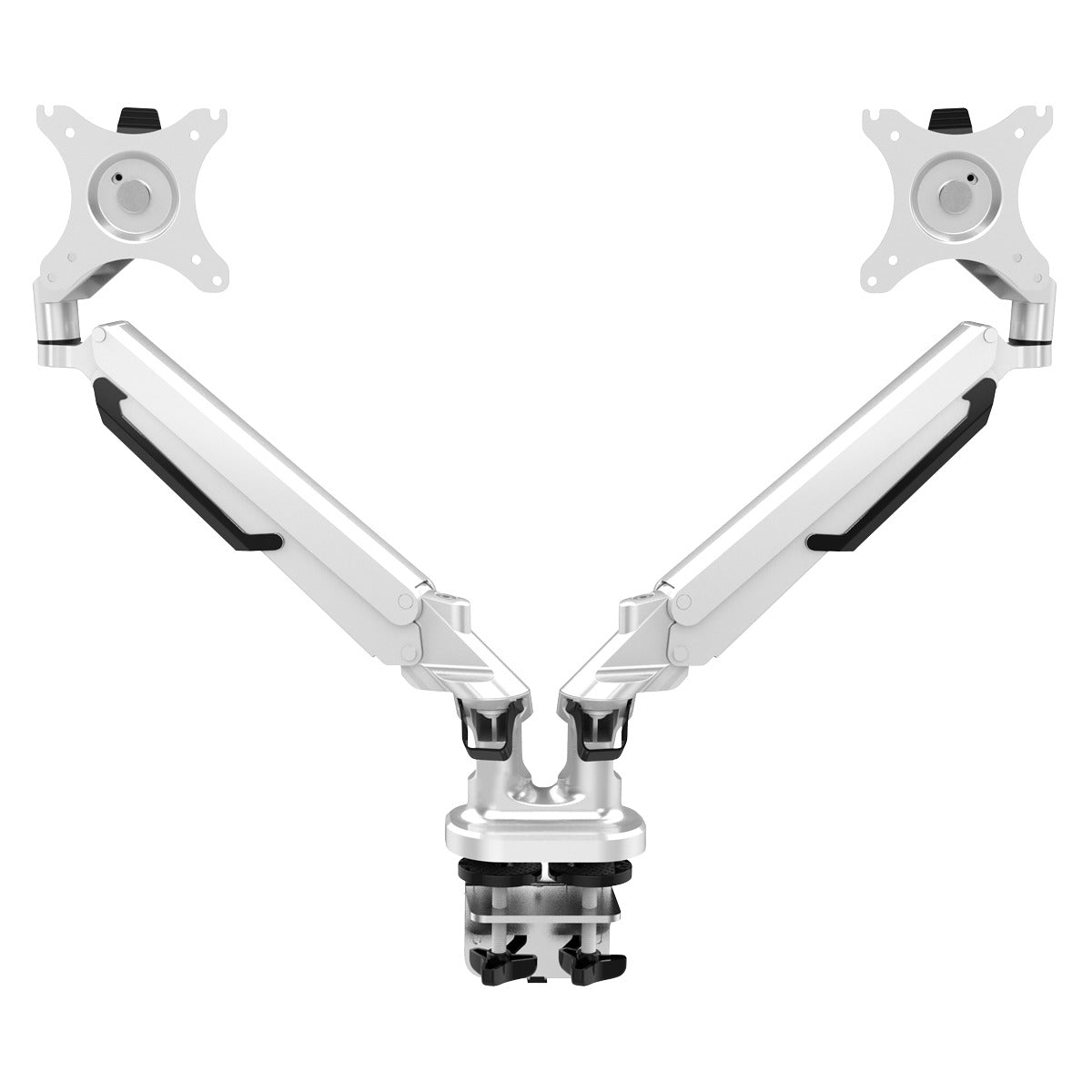 Dellonda Adjustable Double Monitor Arm with 360° Rotation - White DH27