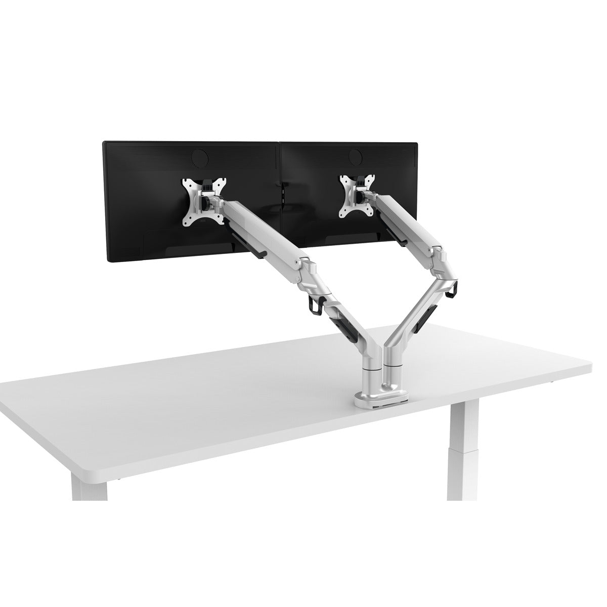 Dellonda Adjustable Double Monitor Arm with 360° Rotation - White DH27