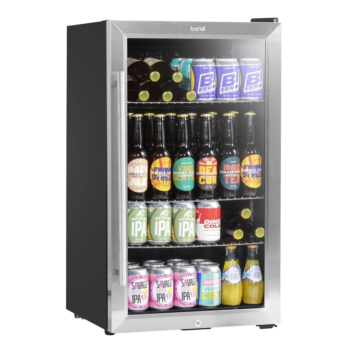 Baridi Wine, Beer & Drinks Fridge 85L Capacity - Stainless Steel - Image 1