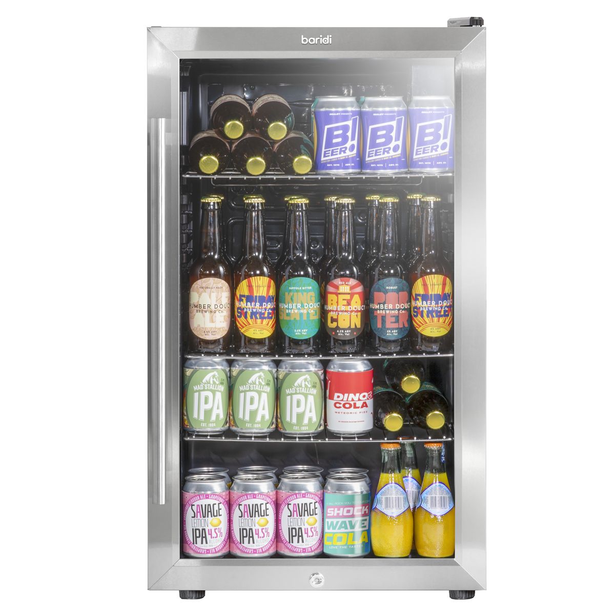 Baridi Wine, Beer & Drinks Fridge 85L Capacity - Stainless Steel - Image 2