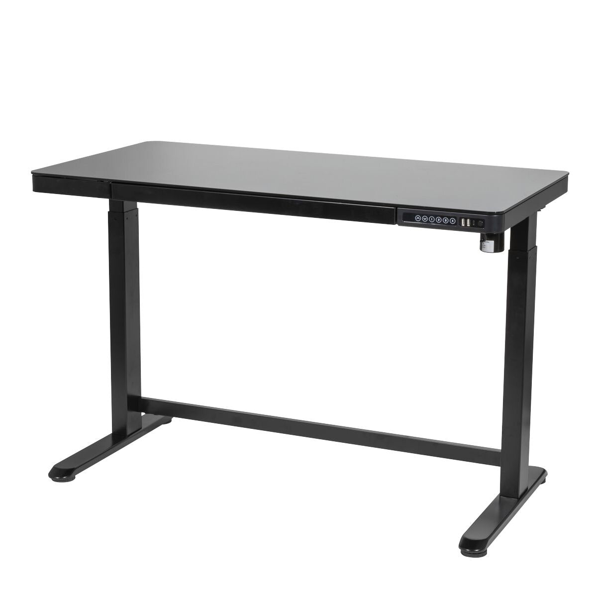 Dellonda Ultra-Quiet Electric Desk with Control Panel, USB Port & Drawer - Black Desktop - Image 7