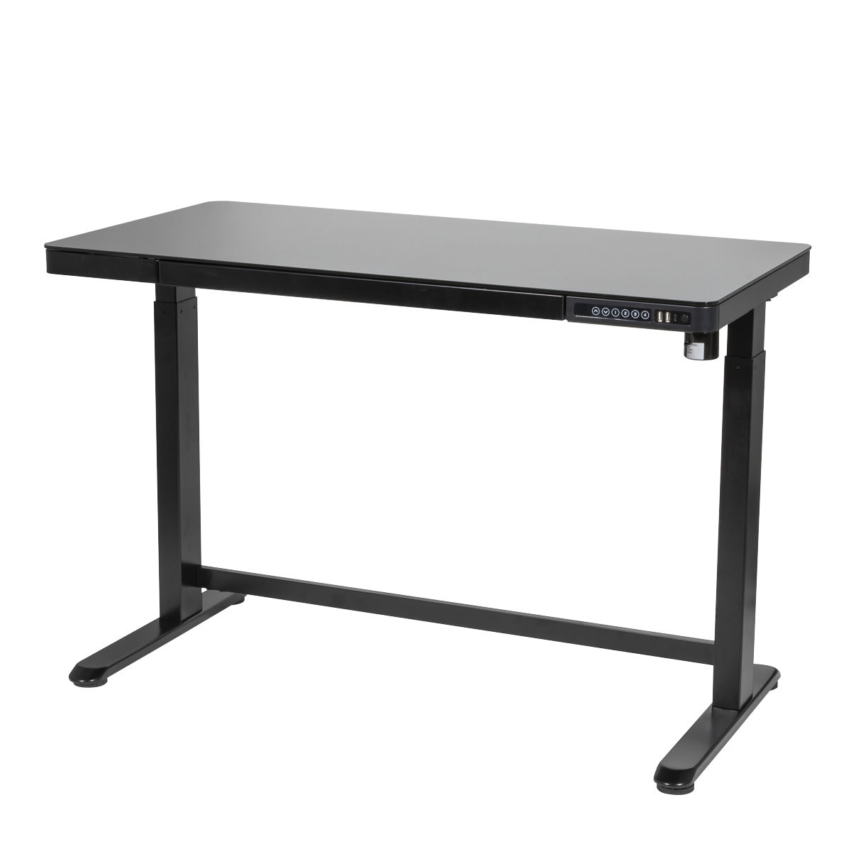 Dellonda Single Motor Ultra-Quiet Electric Desk with Control Panel, USB Port & Drawer - Black Desktop DH53