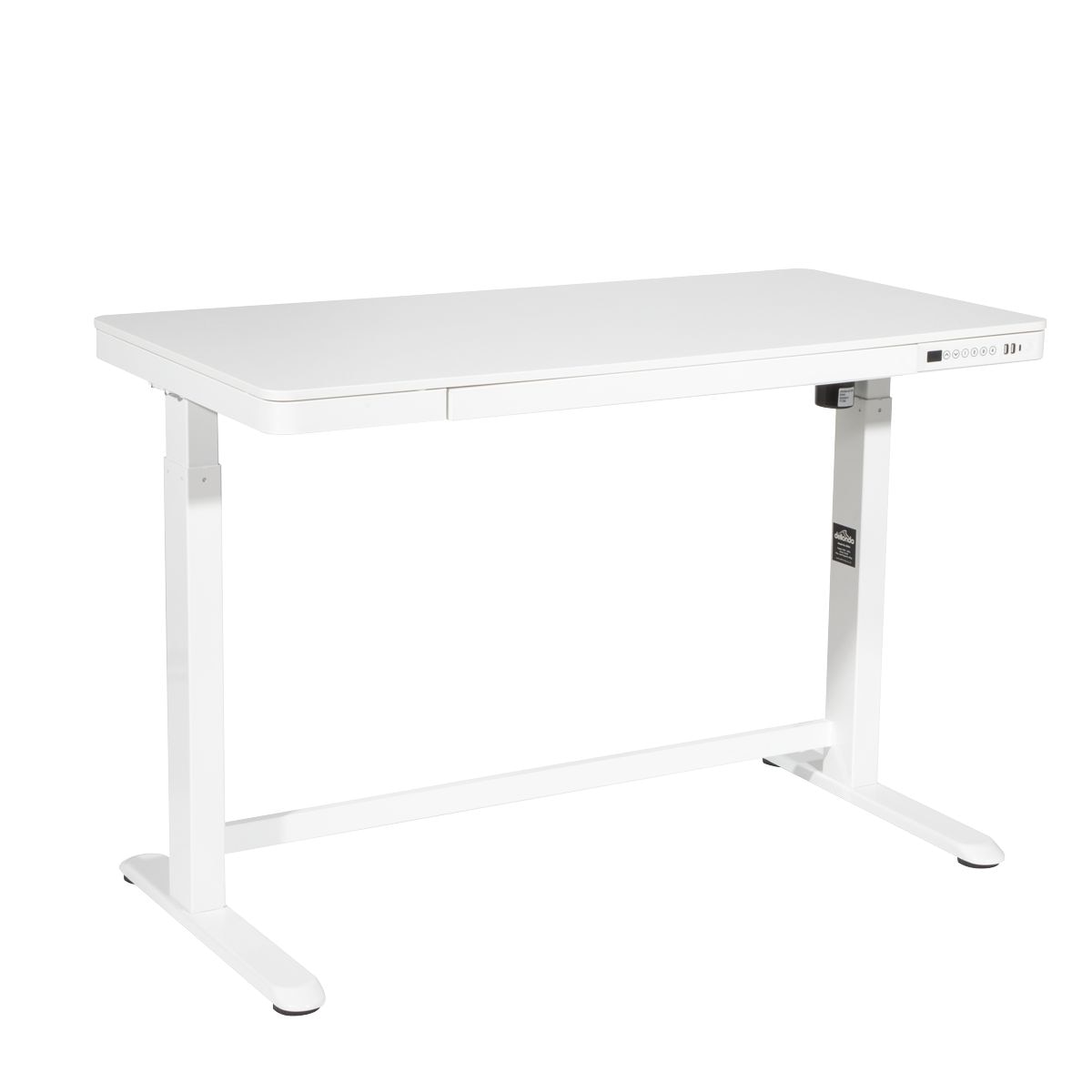 Dellonda Ultra-Quiet Electric Desk with Control Panel, USB Port & Drawer - White Desktop - Image 1