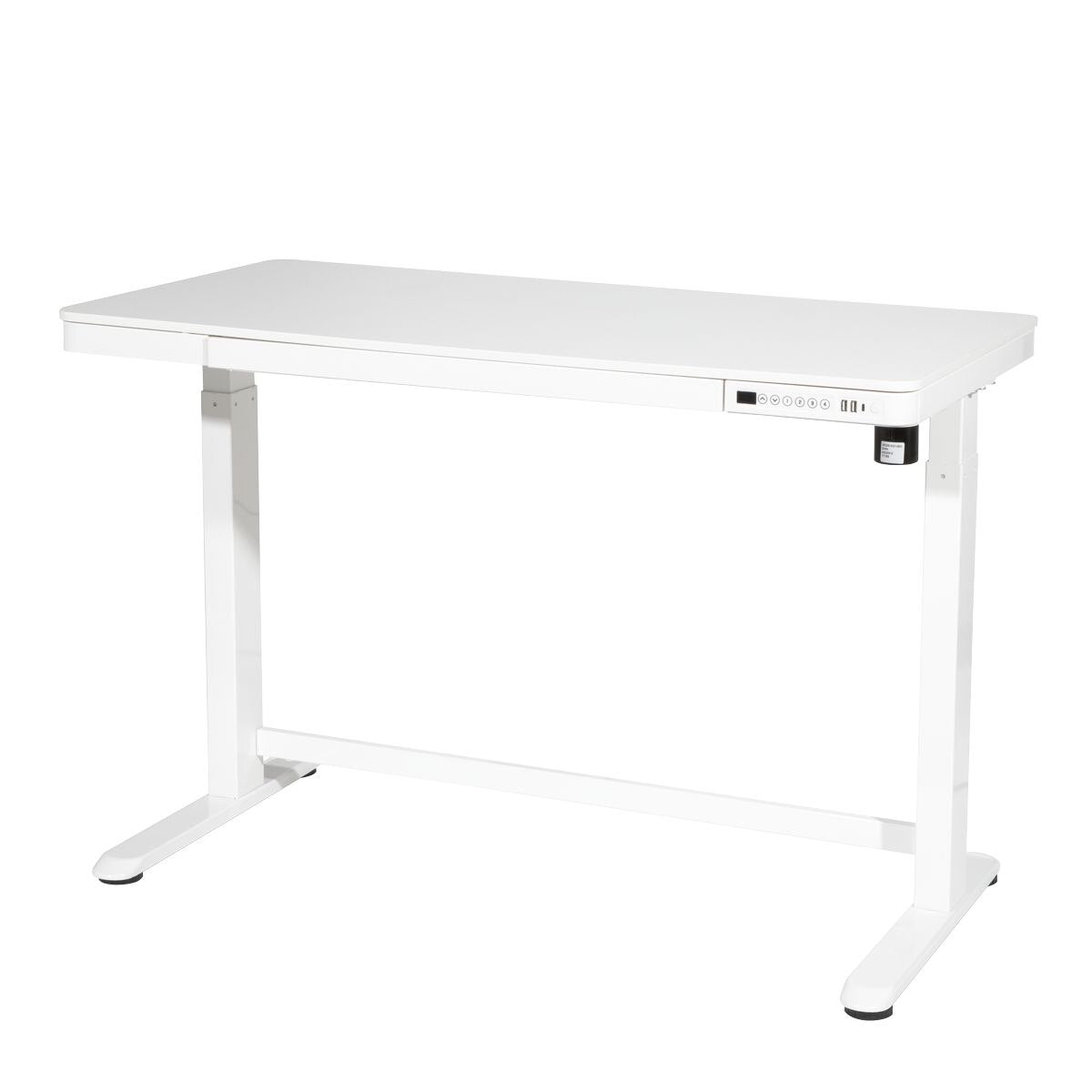 Dellonda Ultra-Quiet Electric Desk with Control Panel, USB Port & Drawer - White Desktop - Image 2