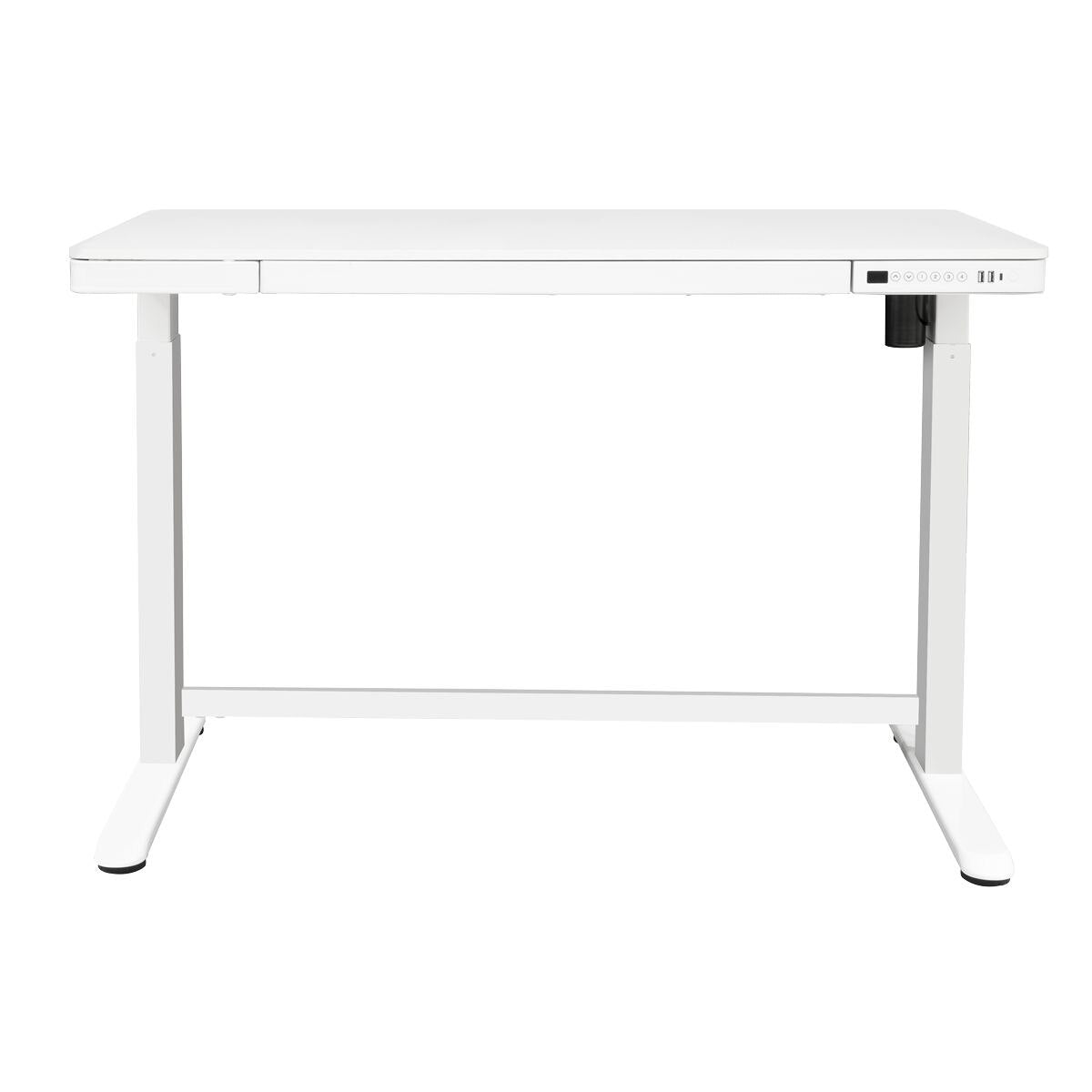 Dellonda Ultra-Quiet Electric Desk with Control Panel, USB Port & Drawer - White Desktop - Image 3