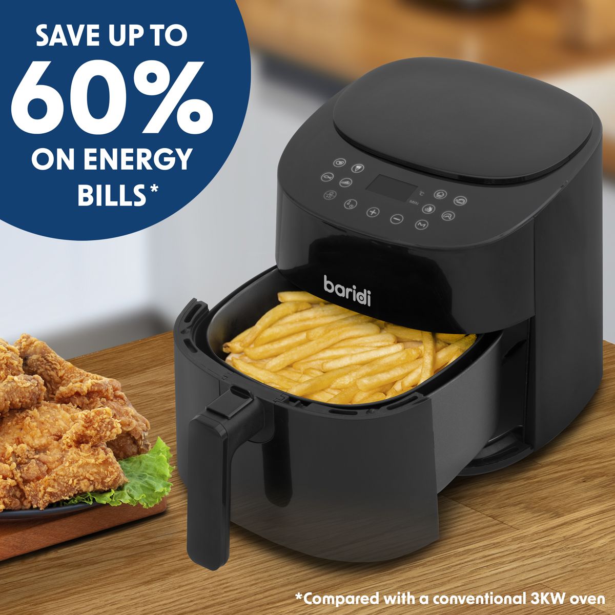 Baridi Single Zone Air Fryer with 8 Preset Functions 3.5L Capacity - Image 10