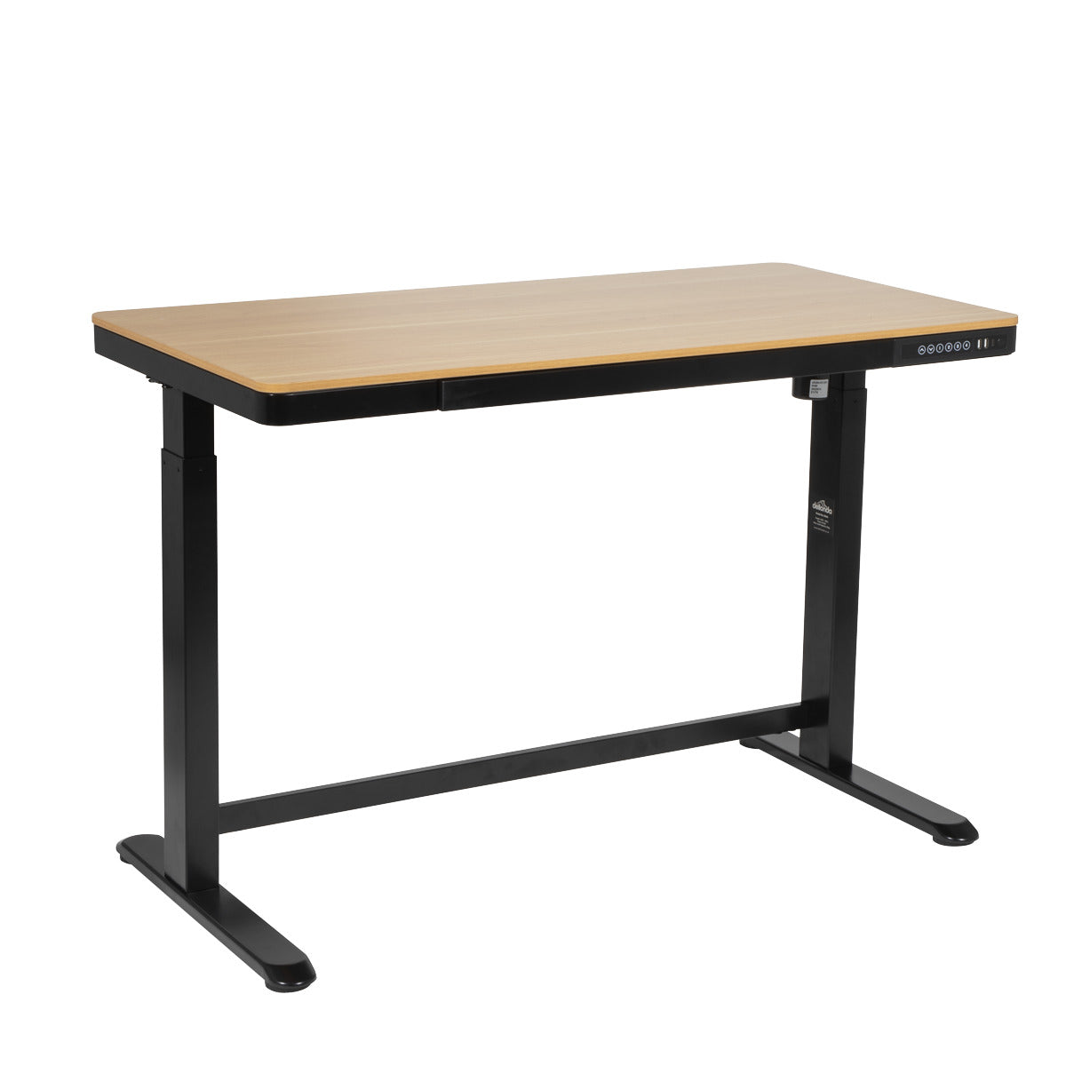Dellonda Single Motor Ultra-Quiet Electric Desk with Control Panel, USB Port & Drawer - Oak Desktop DH65