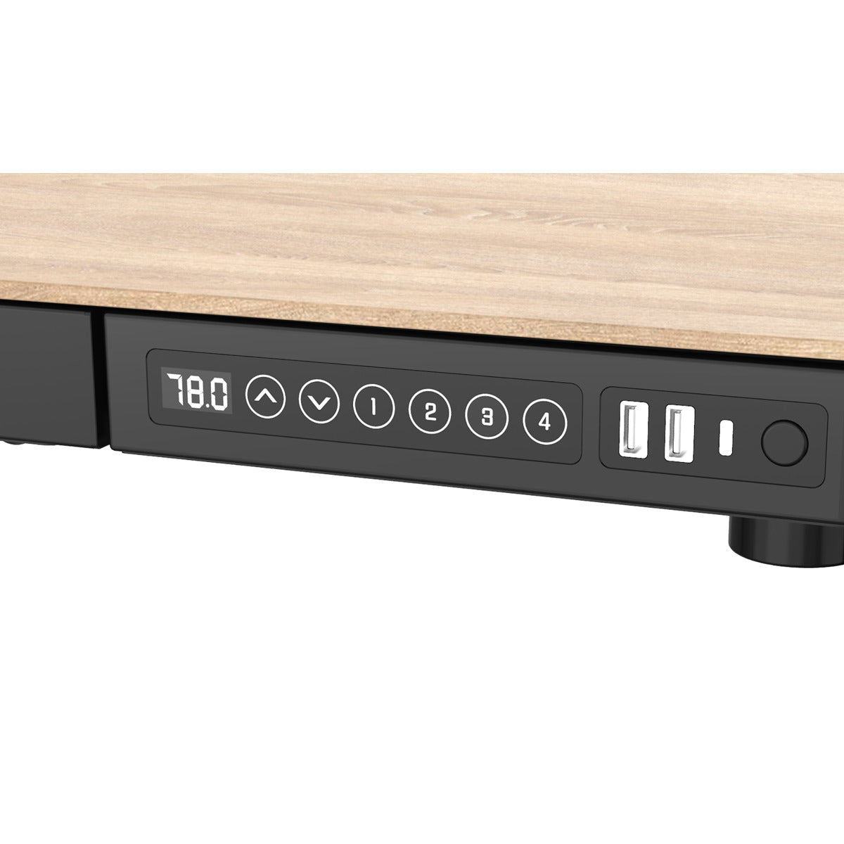 Dellonda Single Motor Ultra-Quiet Electric Desk with Control Panel, USB Port & Drawer - Oak Desktop DH65