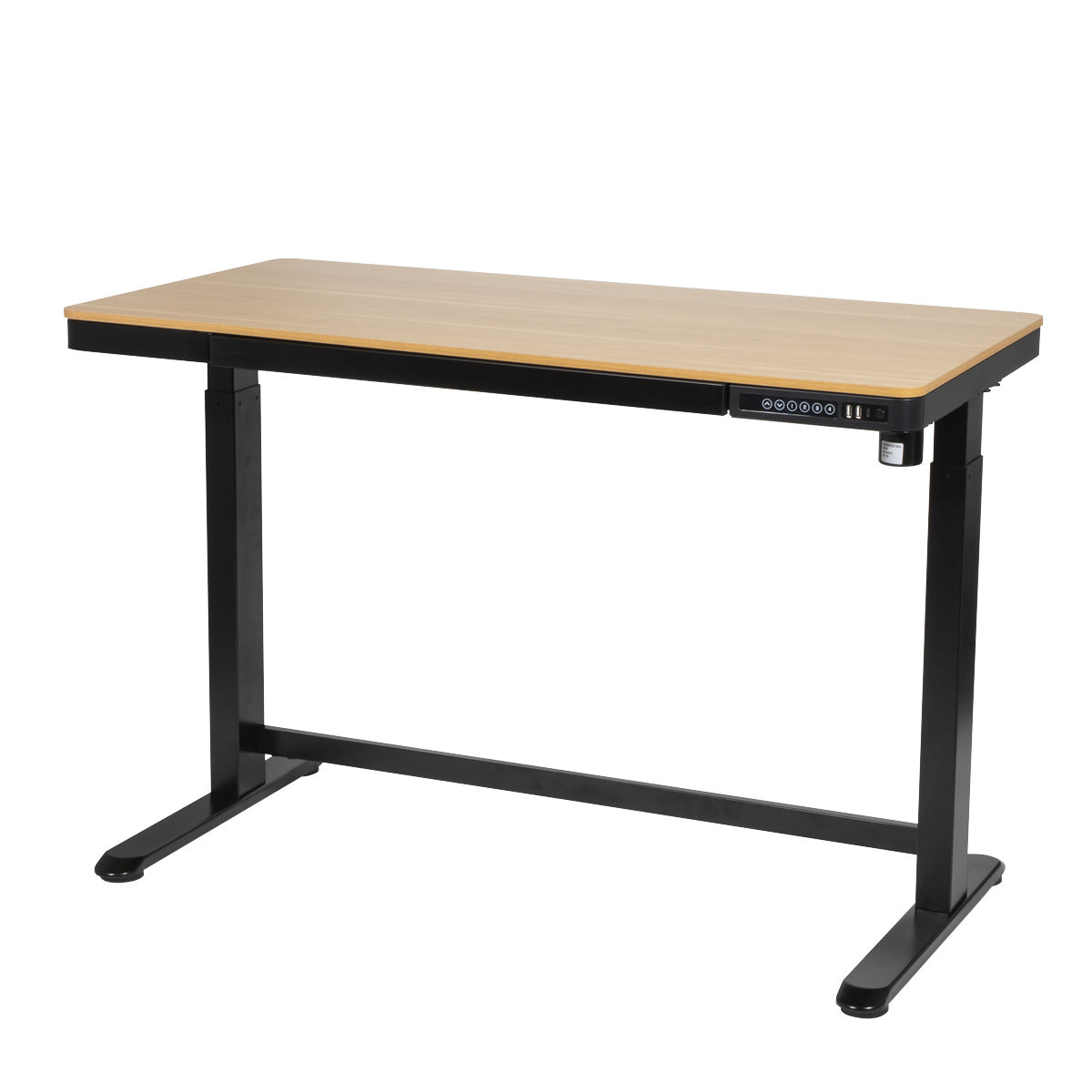 Dellonda Single Motor Ultra-Quiet Electric Desk with Control Panel, USB Port & Drawer - Oak Desktop DH65