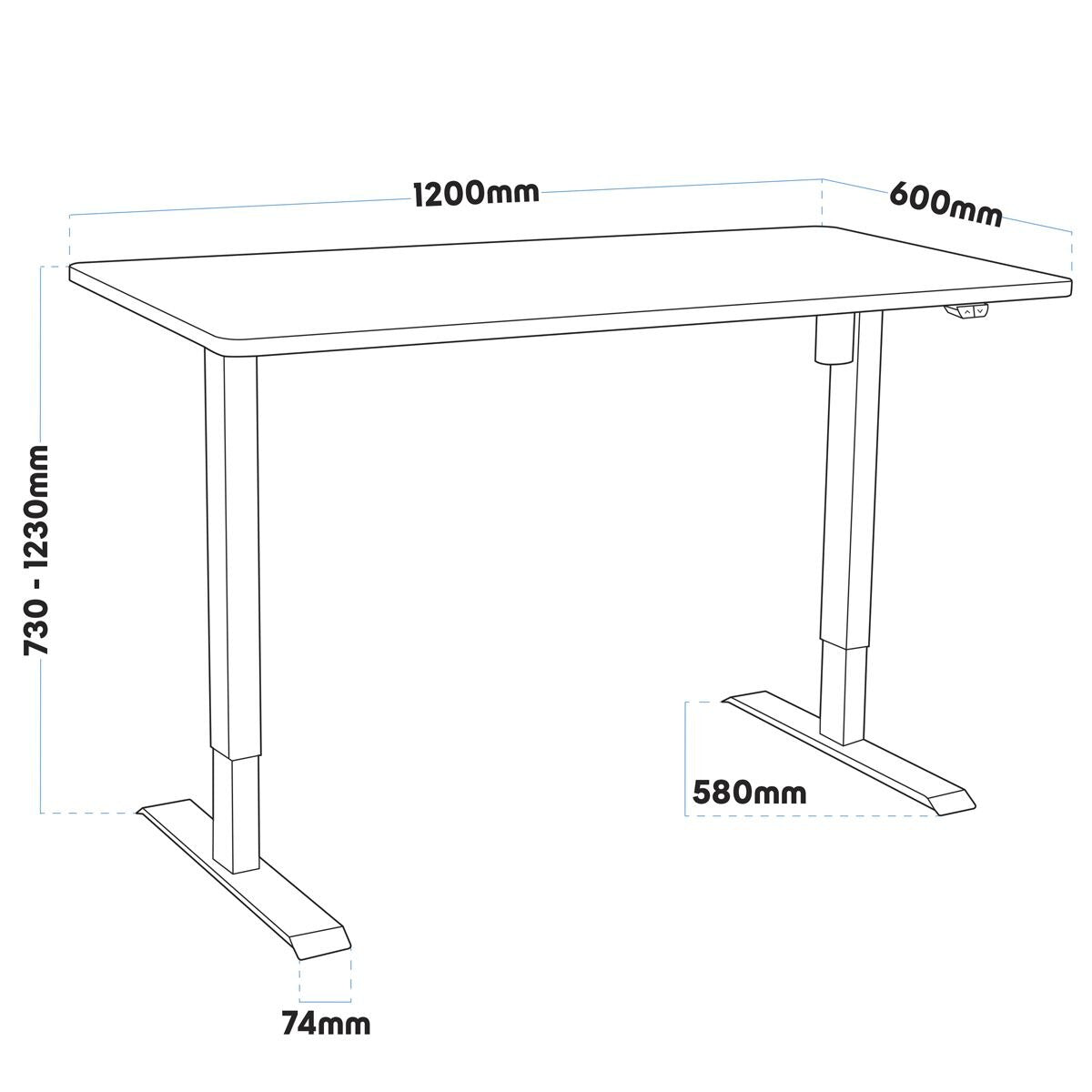 Dellonda Single Motor Ultra-Quiet Adjustable-Height Electric Sit/Stand Desk - Oak Desktop - Image 6