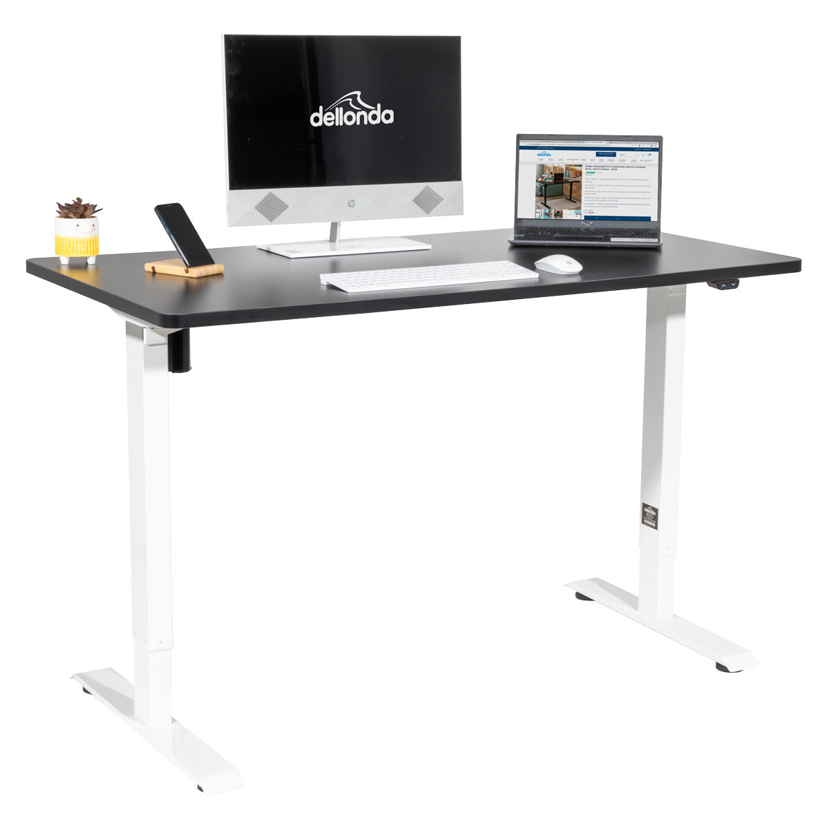 Dellonda Single Motor Ultra-Quiet Adjustable-Height Electric Sit/Stand Desk - Black Desktop DH69