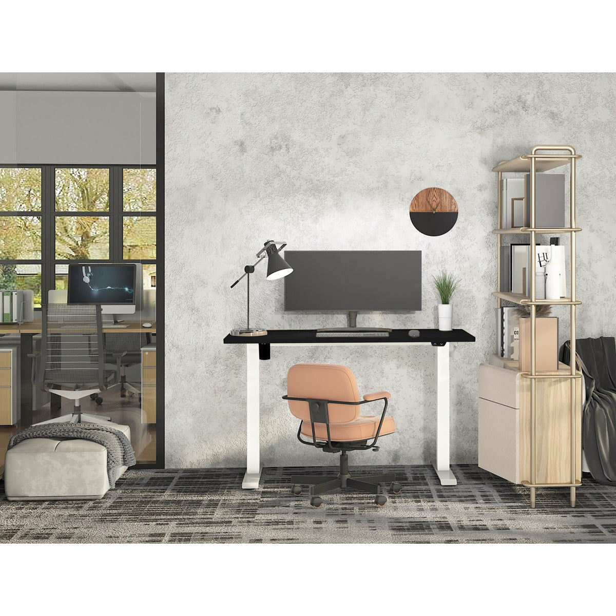 Dellonda Single Motor Ultra-Quiet Adjustable-Height Electric Sit/Stand Desk - Black Desktop DH69