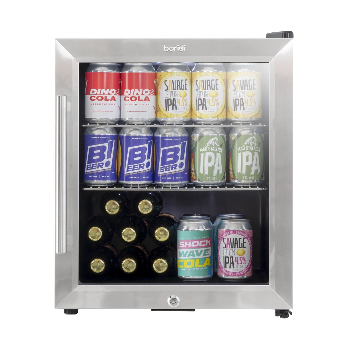 Baridi Mini Tabletop Beer & Drinks Fridge 50L Capacity - Stainless Steel - Image 3
