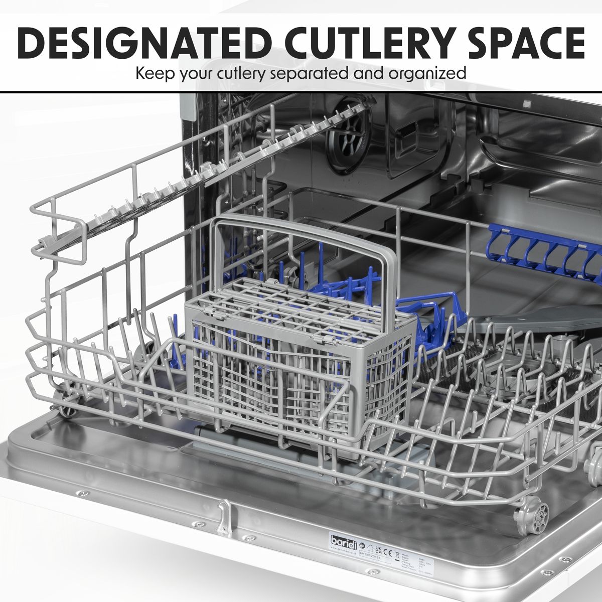 Baridi Tabletop Dishwasher 6 Place Settings 6.5L Capacity - White - Image 7