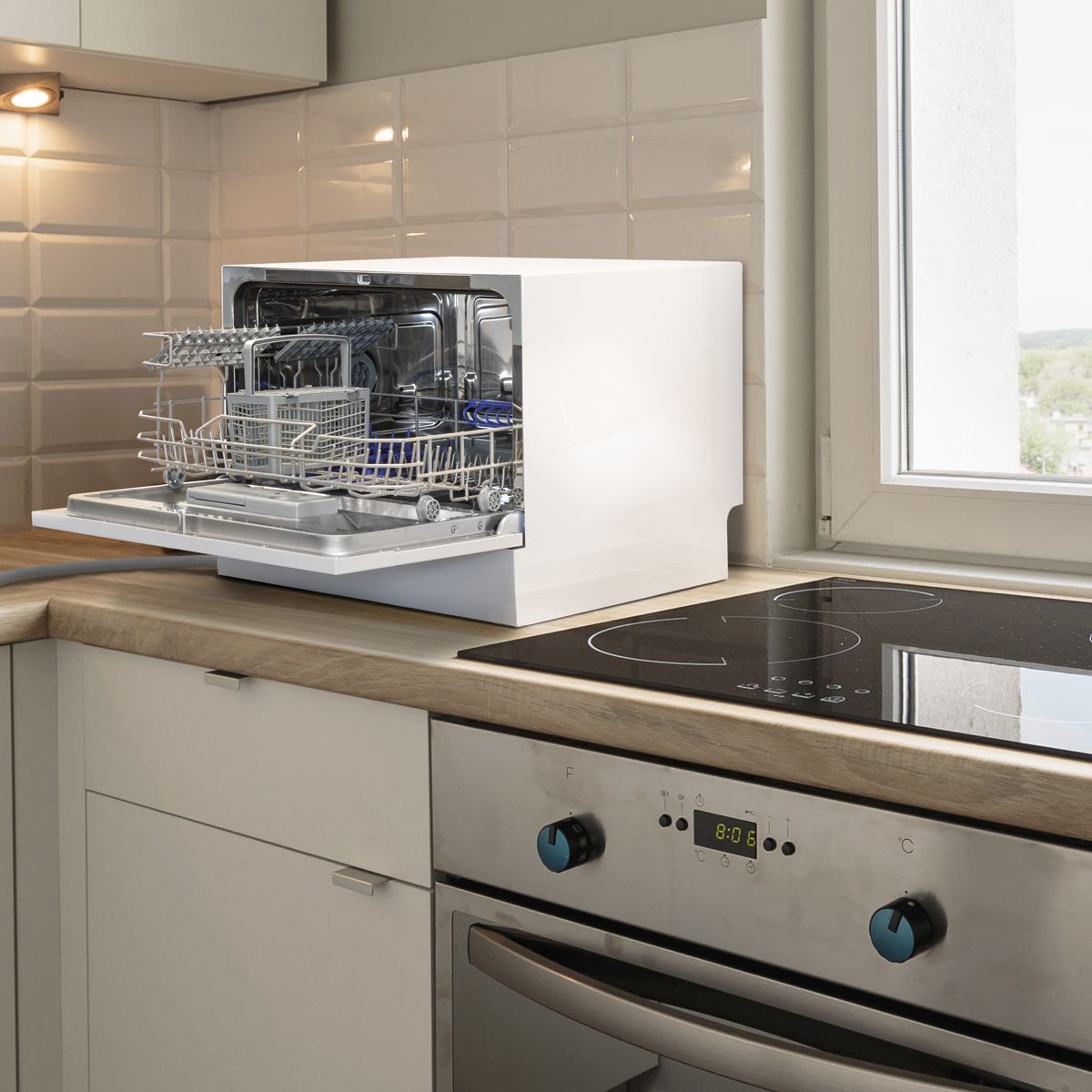 Baridi Tabletop Dishwasher 6 Place Settings 6.5L Capacity - White - Image 9