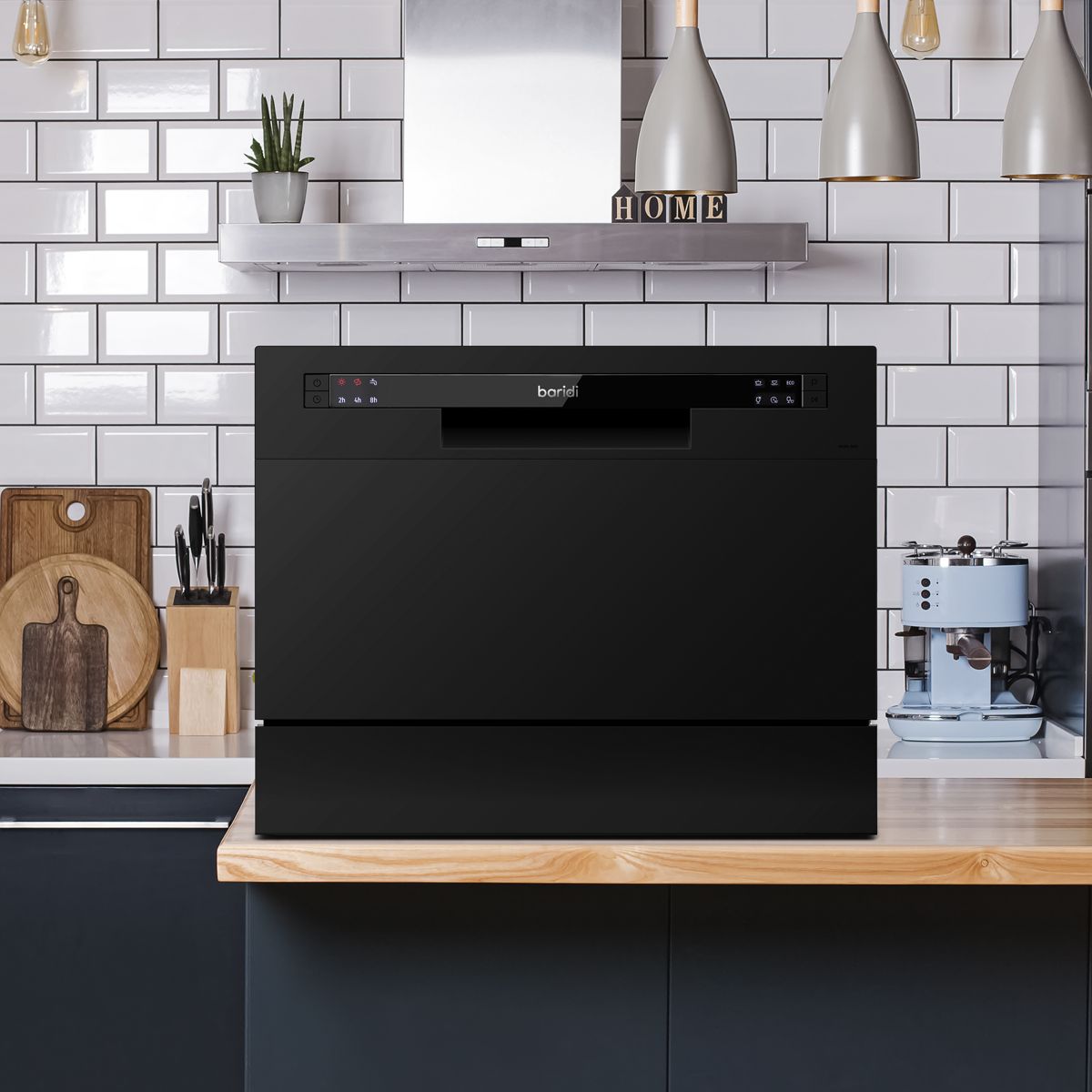 Baridi Tabletop Dishwasher 6 Place Settings 6.5L Capacity - Black - Image 7