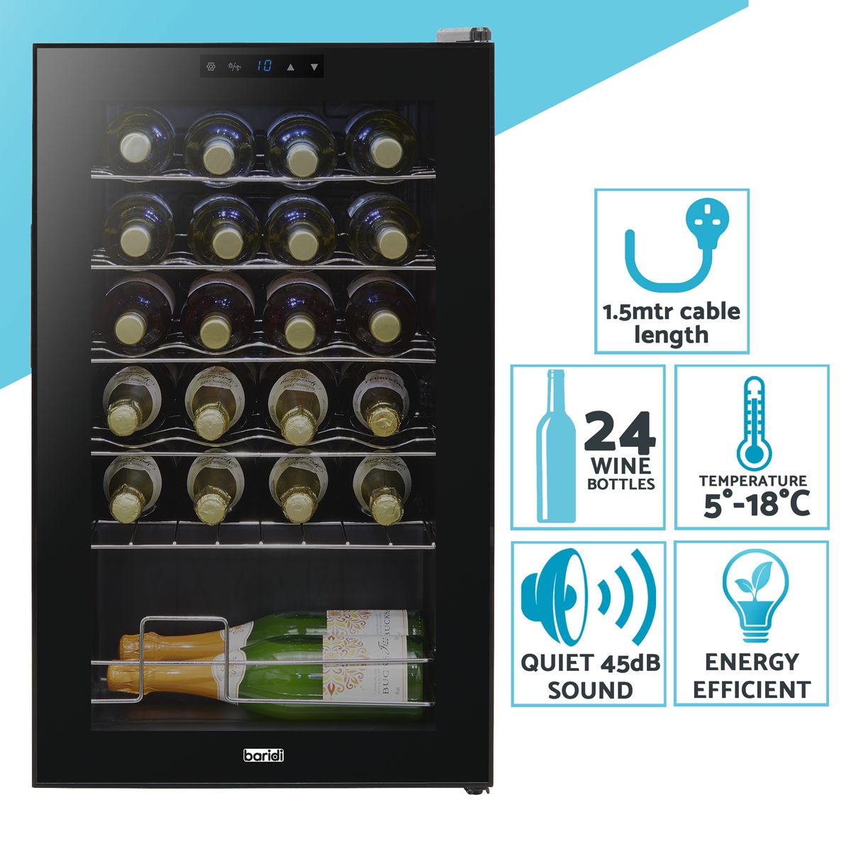 Baridi 24 Bottle Tabletop Wine Fridge & Cooler - Image 10