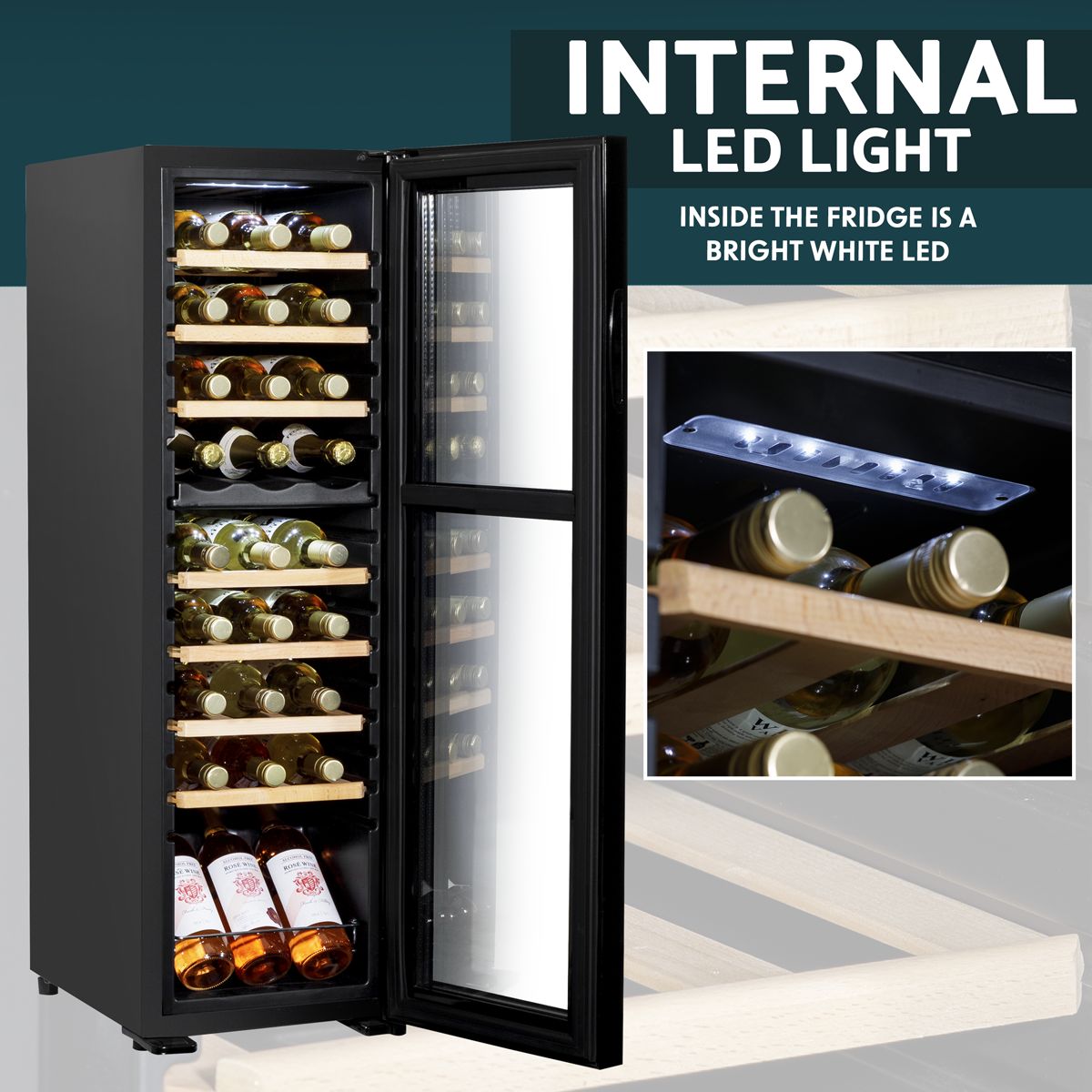 Baridi 27 Bottle Dual Zone Wine Fridge & Cooler - Image 4