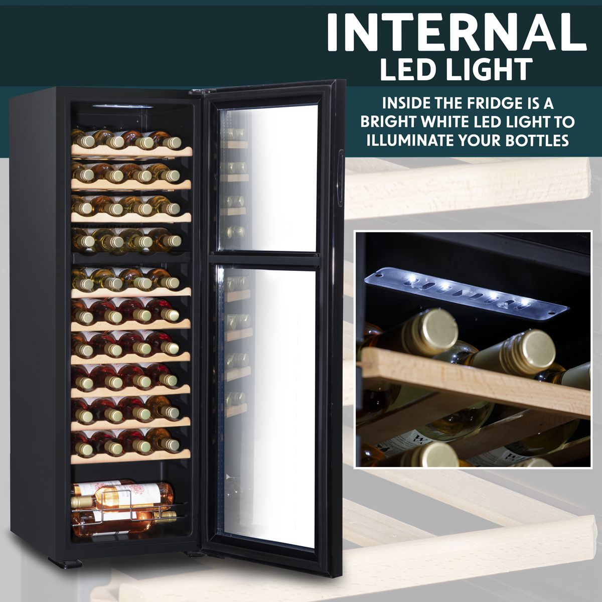 Baridi 44 Bottle Dual Zone Wine Fridge & Cooler - Image 8