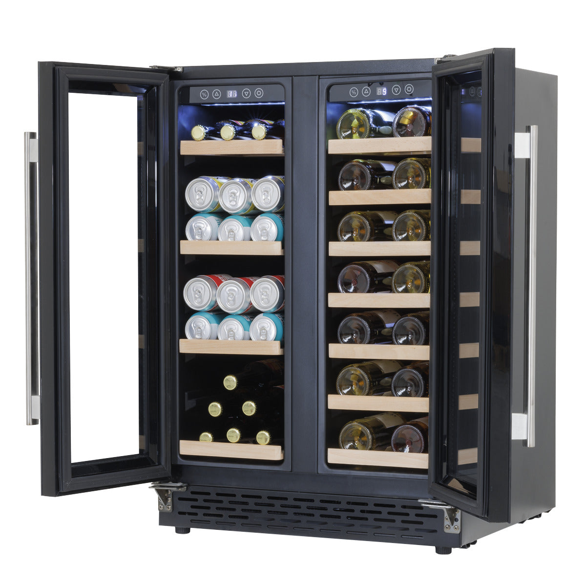Baridi 40 Bottle/120 Can Dual Zone Undercounter/Freestanding Wine & Drinks Fridge - Black DH96