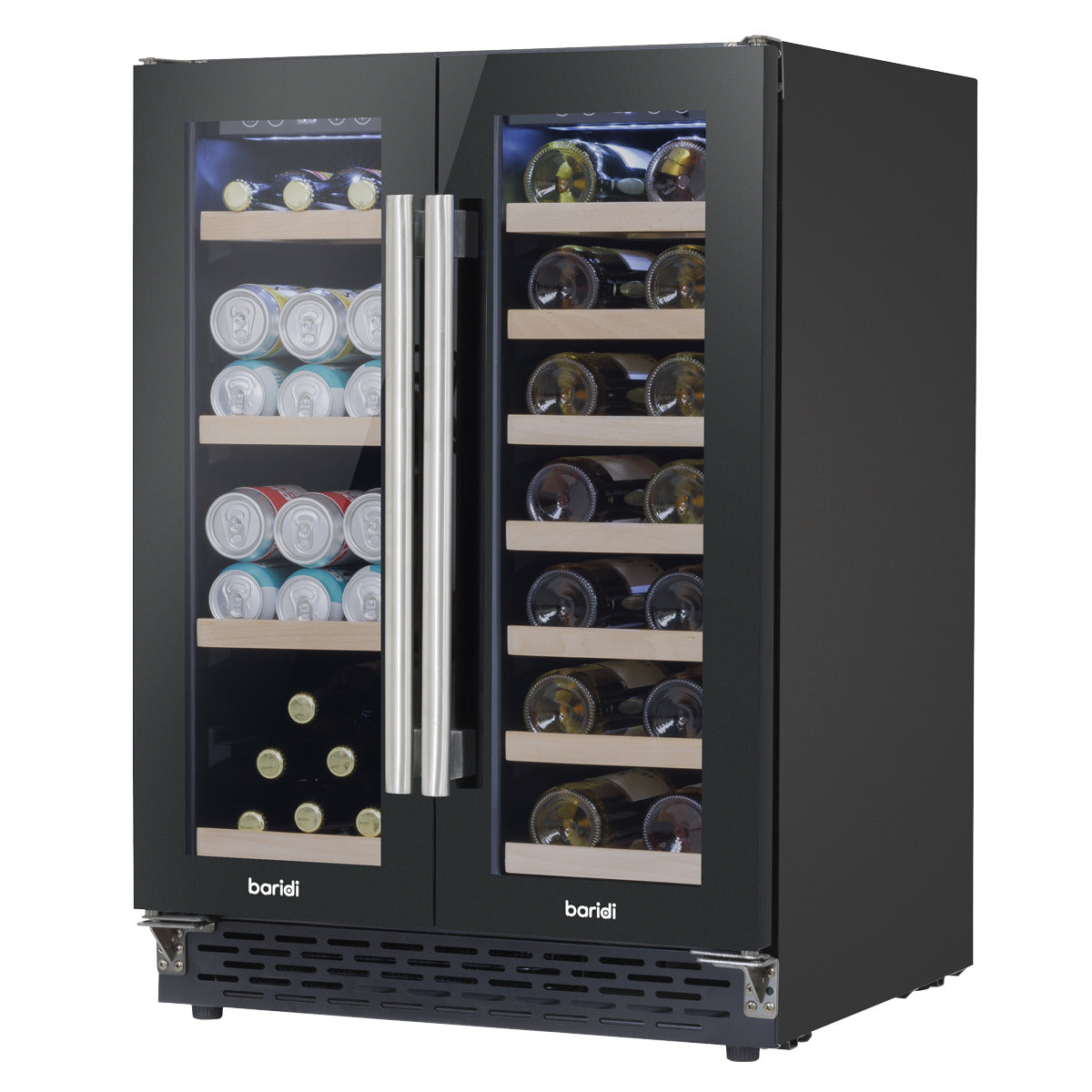 Baridi 40 Bottle/120 Can Dual Zone Undercounter/Freestanding Wine & Drinks Fridge - Black DH96