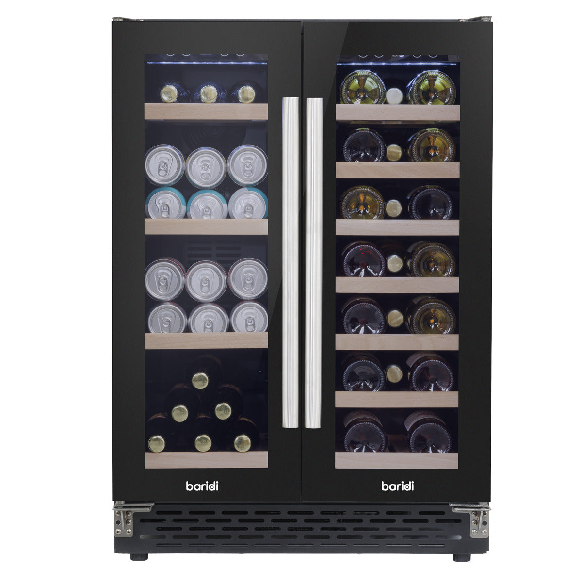 Baridi 40 Bottle/120 Can Dual Zone Undercounter/Freestanding Wine & Drinks Fridge - Black DH96