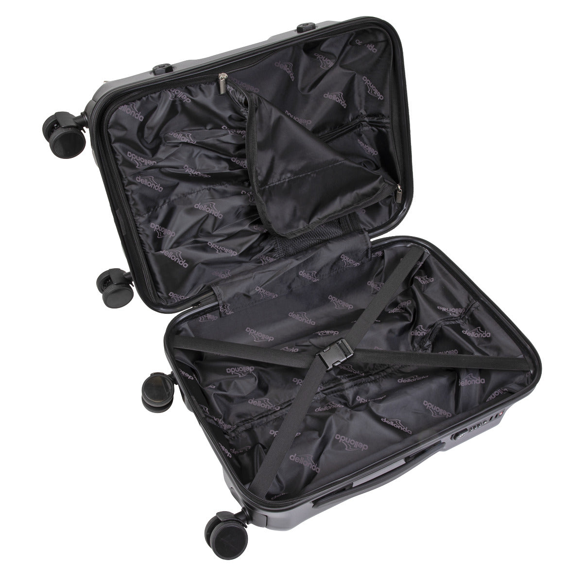 Dellonda Lightweight ABS Luggage Set 3pc - Black DL10