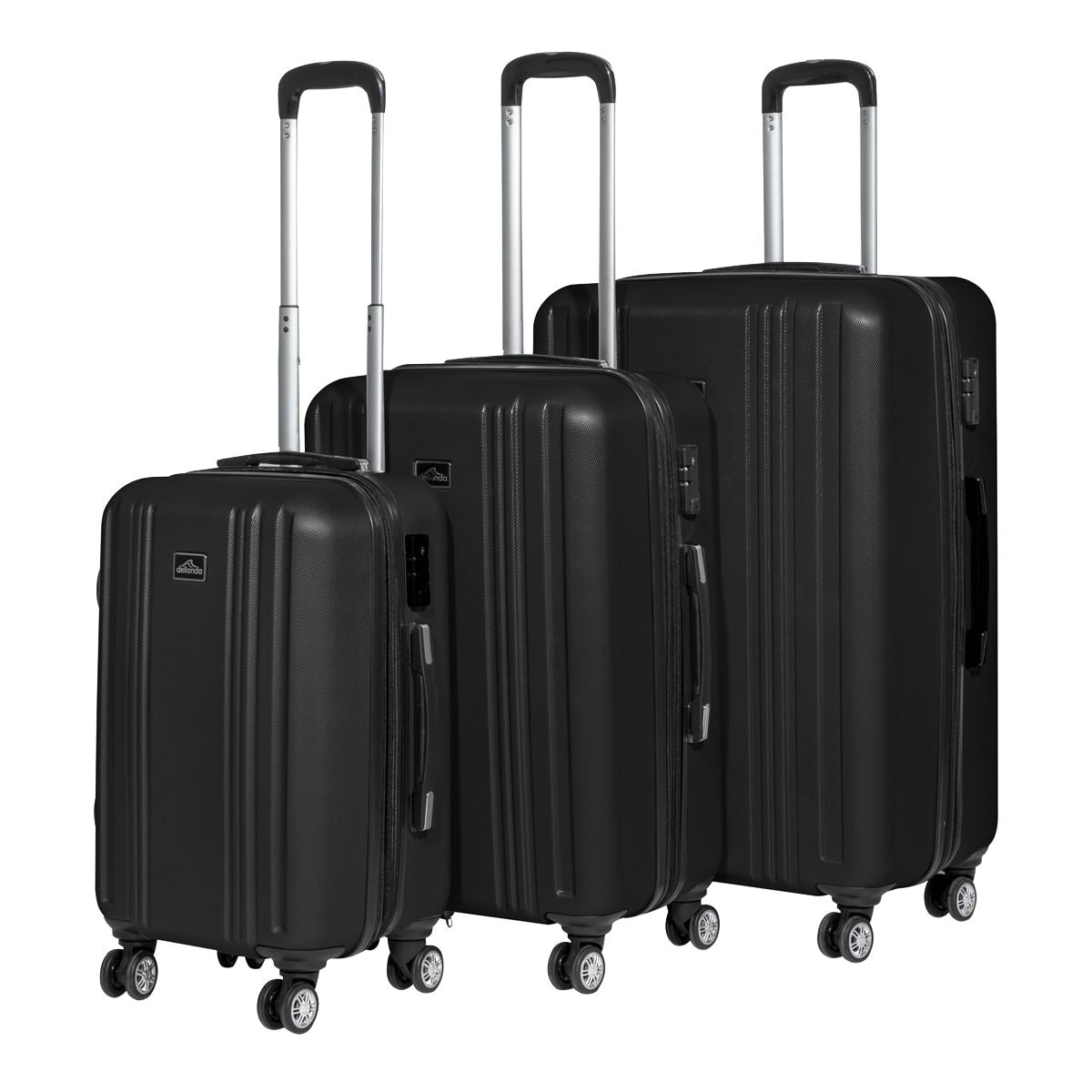 Dellonda Lightweight ABS Luggage Set with TSA Lock - Black - Image 1