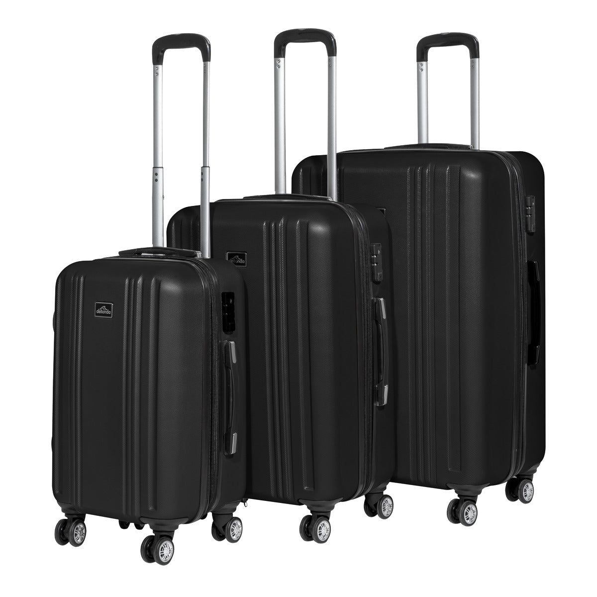 Dellonda Lightweight ABS Luggage Set with TSA Lock - Black DL11