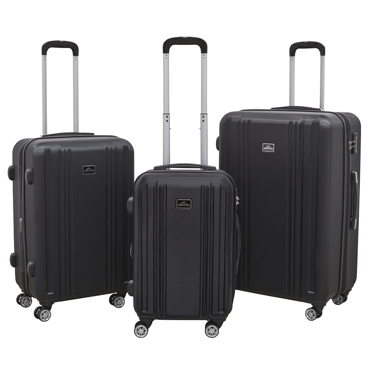 Dellonda Lightweight ABS Luggage Set with TSA Lock - Black DL11