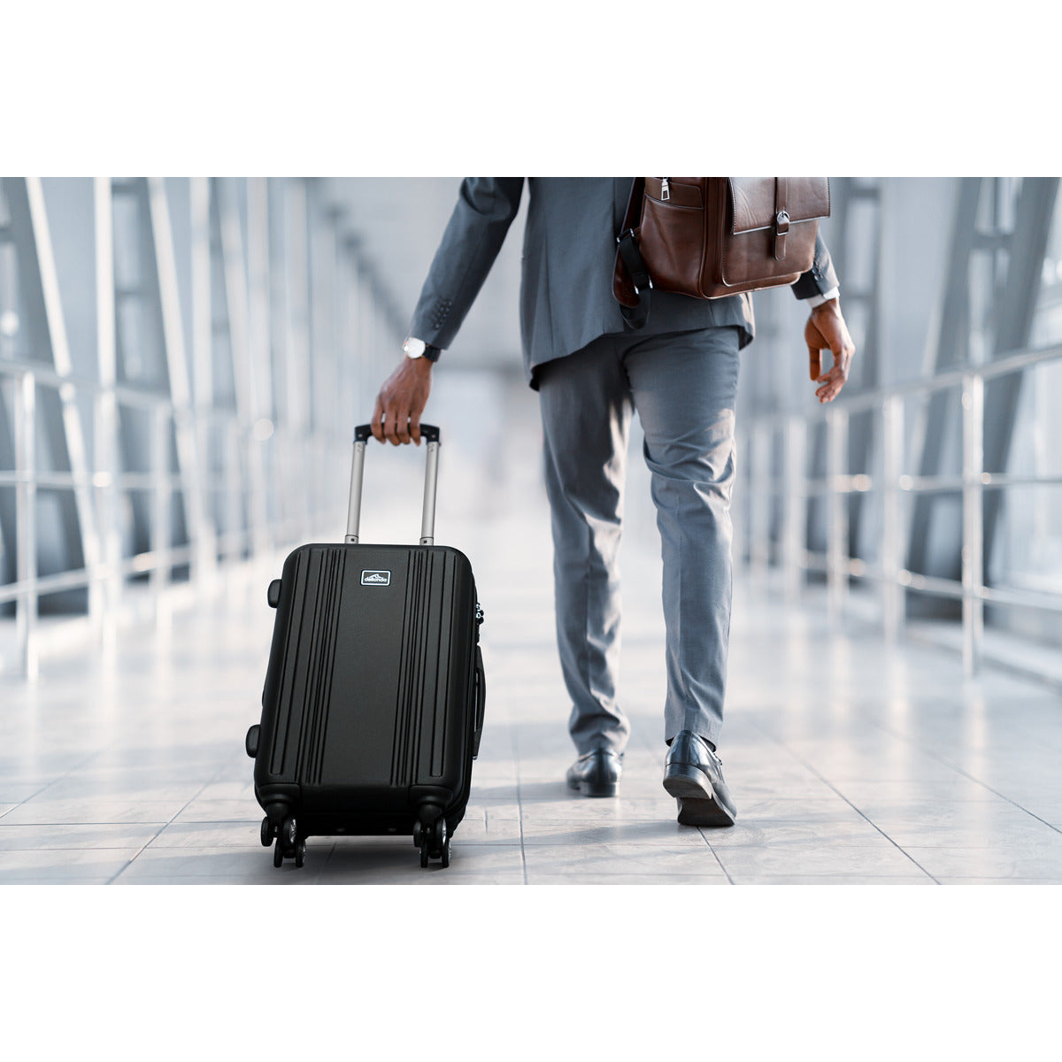 Dellonda Lightweight ABS Luggage Set with TSA Lock - Black DL11