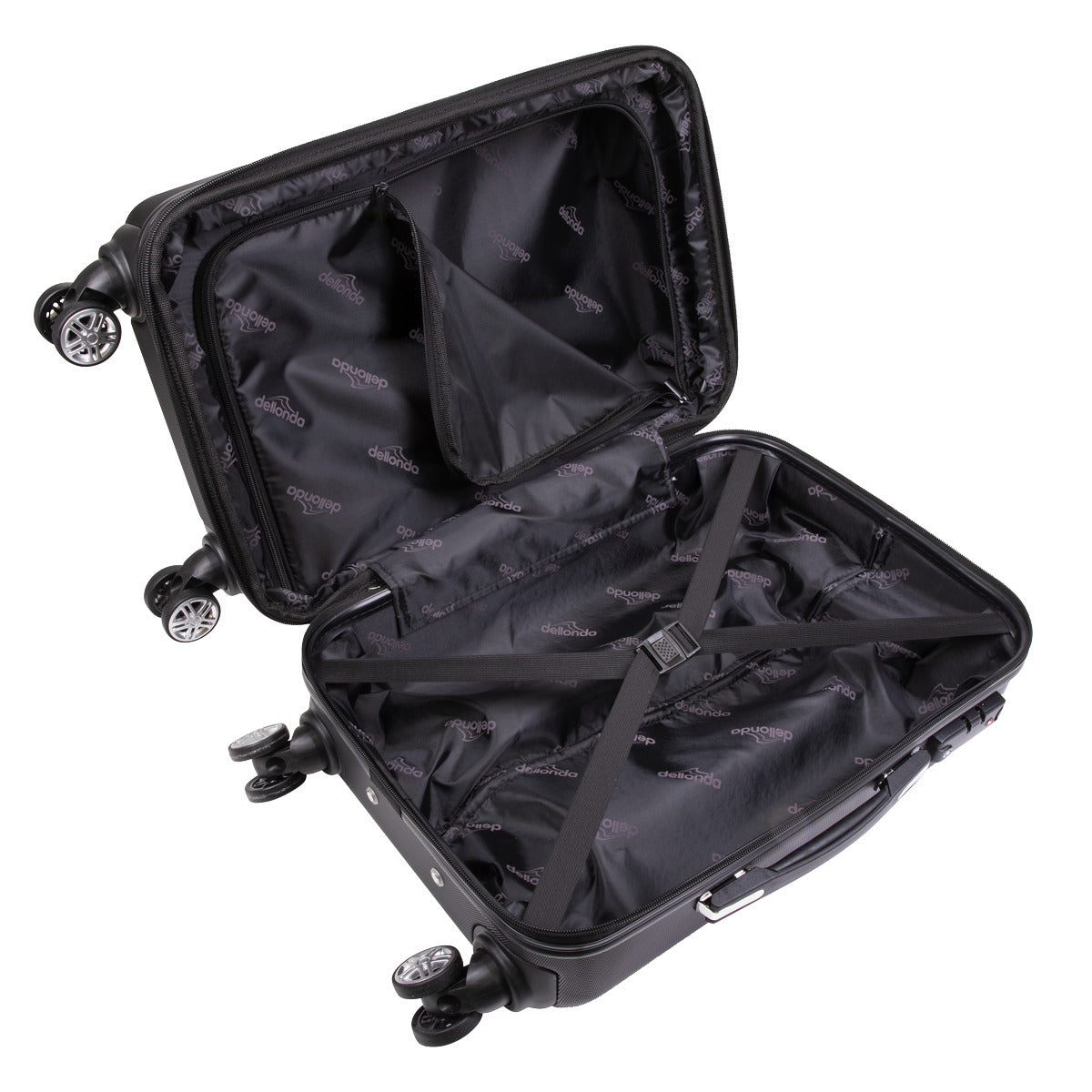 Dellonda Lightweight ABS Luggage Set with TSA Lock - Black DL11