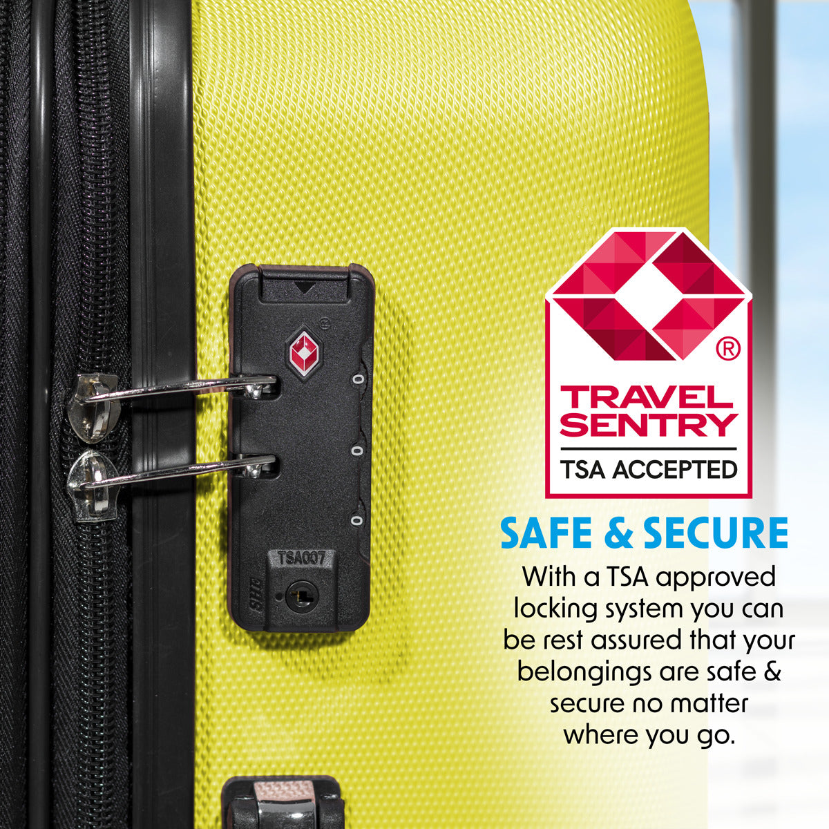 Dellonda Lightweight ABS Luggage Set with TSA Lock - Yellow DL124