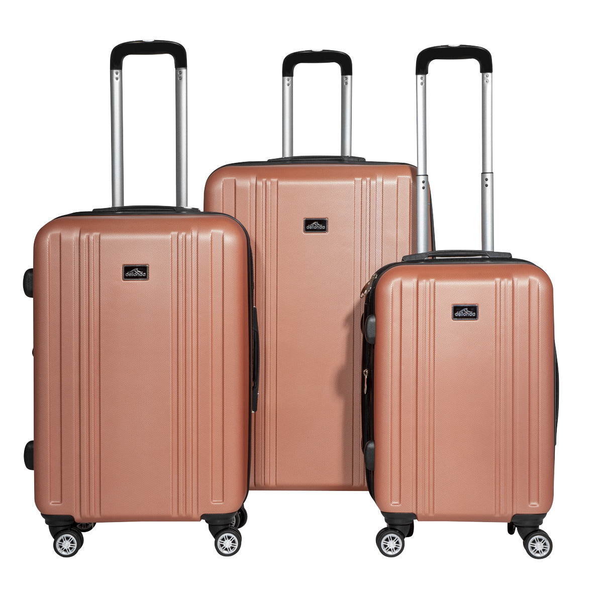 Dellonda Lightweight ABS Luggage Set with TSA Lock - Rose Gold DL125