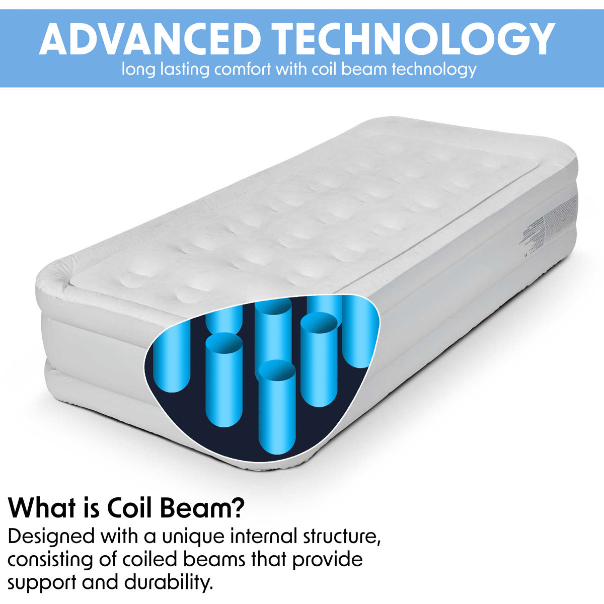 Dellonda Raised Air Bed with Removable Electric Pump & Storage Bag - Single DL144