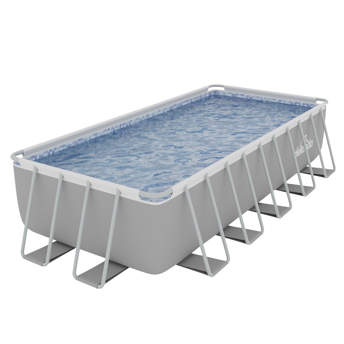 Dellonda Deluxe Steel Frame Rectangular Swimming Pool with Step Ladder & Filter Pump 21ft - Image 1