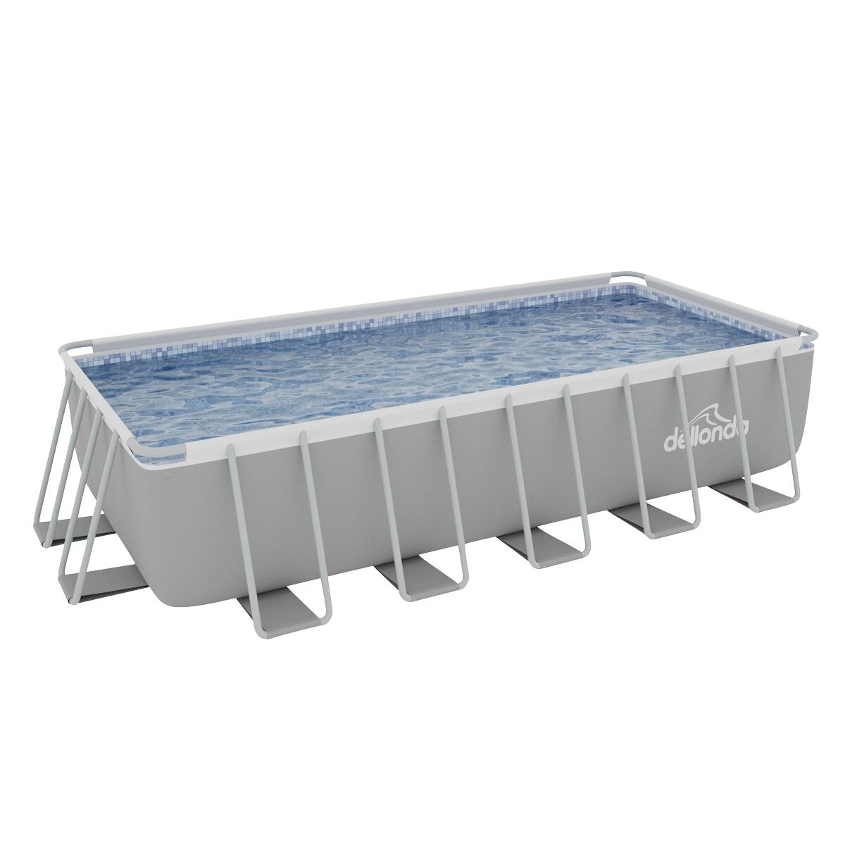 Dellonda Deluxe Steel Frame Rectangular Swimming Pool with Step Ladder & Filter Pump 21ft - Image 2