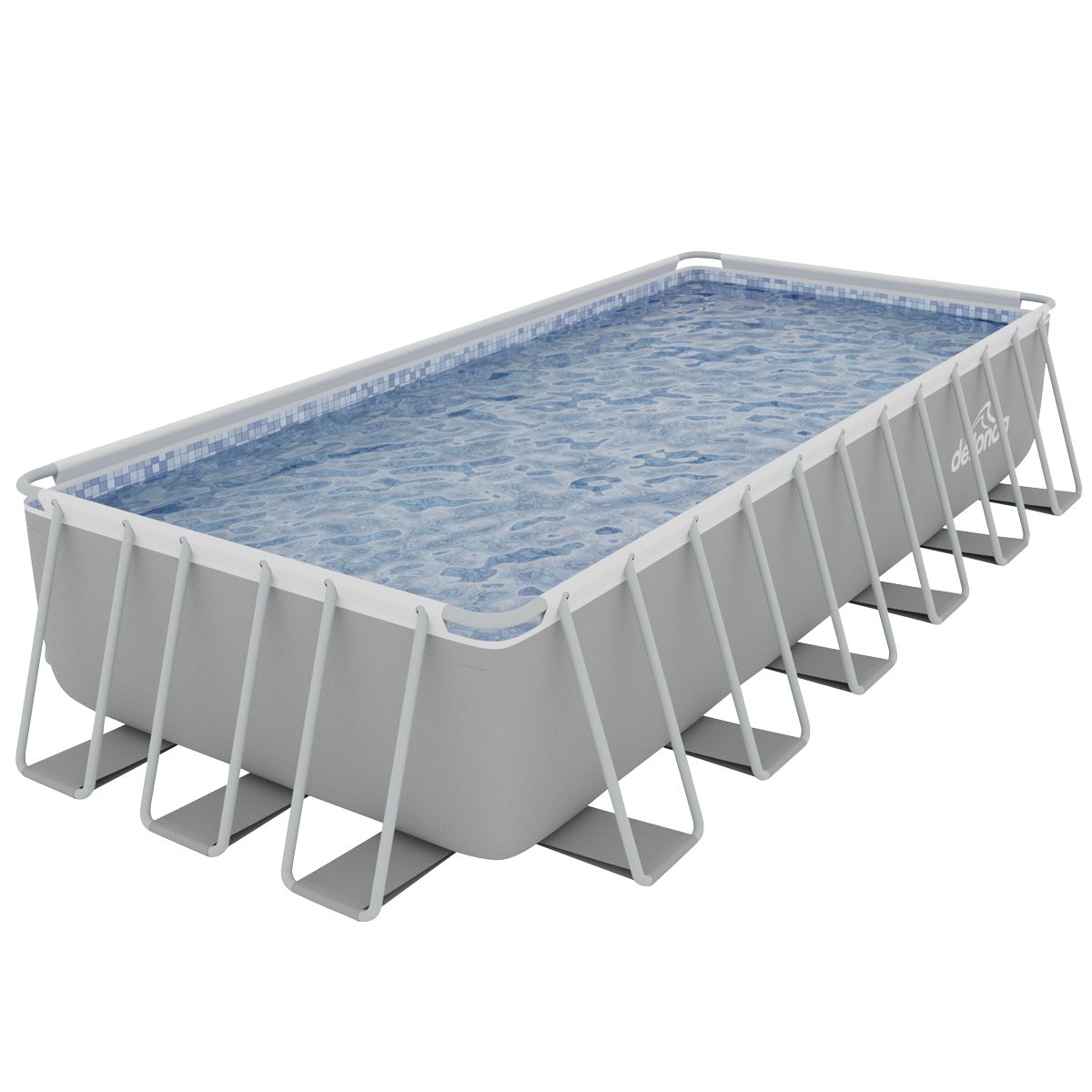 Dellonda Deluxe Steel Frame Rectangular Swimming Pool with Step Ladder & Filter Pump 25ft - Image 1