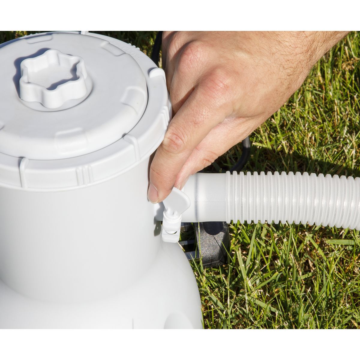 Dellonda Paddling/Swimming Pool & Pump 15ft - Gray Rattan Effect - Image 2