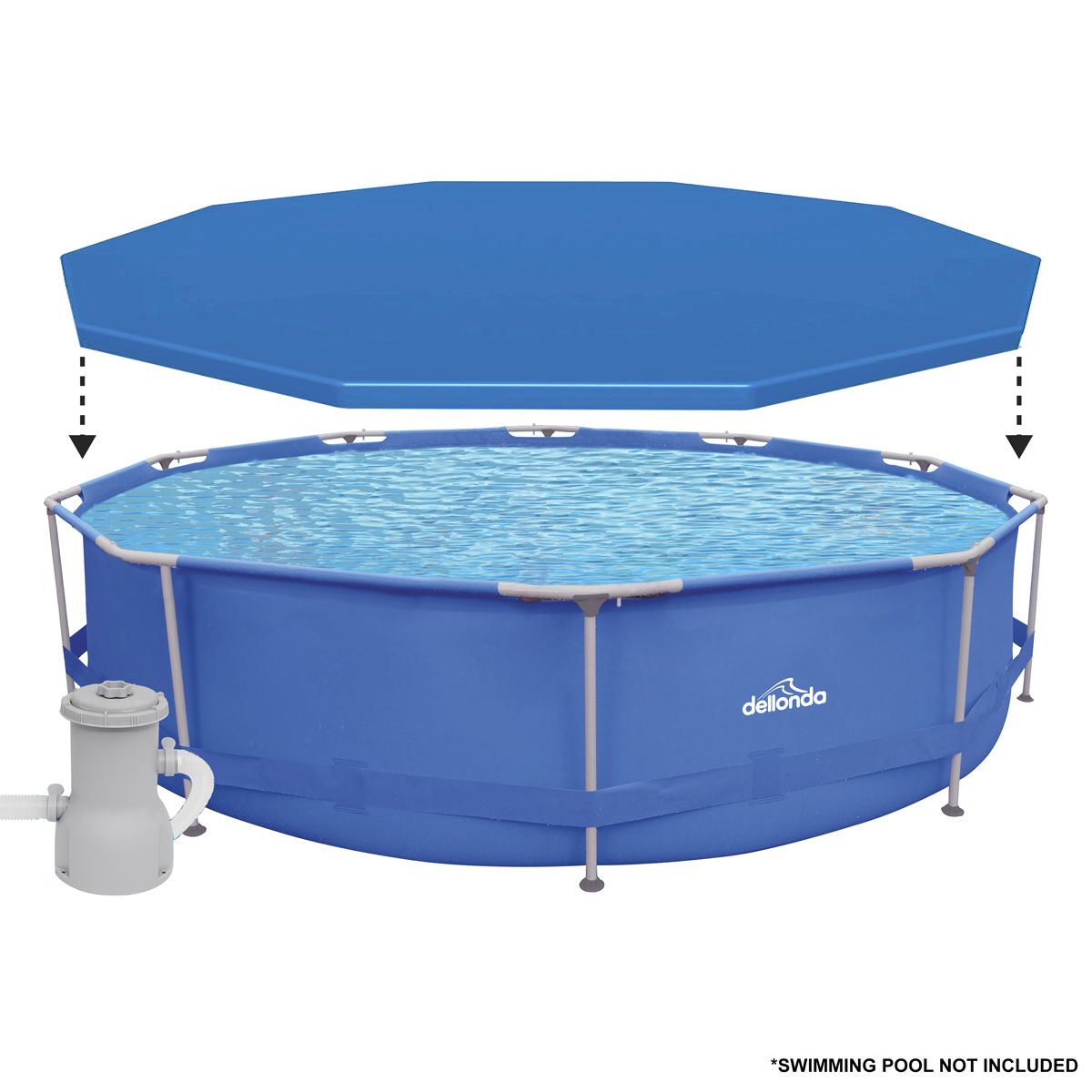 Dellonda Swimming Pool Top Cover with Rope Ties for DL20 - Image 2
