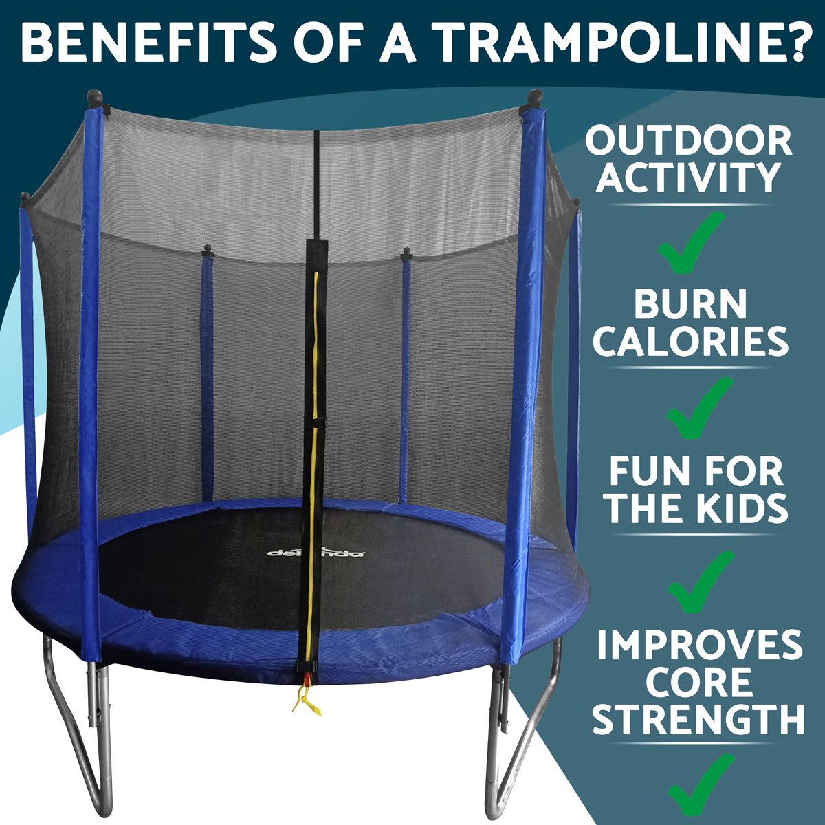 Dellonda Heavy-Duty Outdoor Trampoline with Safety Enclosure Net 8ft - Image 2