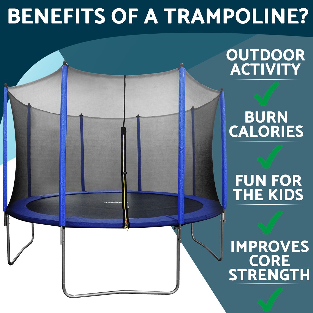Dellonda Heavy-Duty Outdoor Trampoline with Safety Enclosure Net 12ft - Image 6