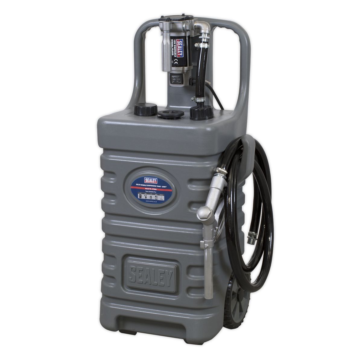 Sealey Mobile Dispensing Tank with Diesel Pump 55L - Grey - Image 1