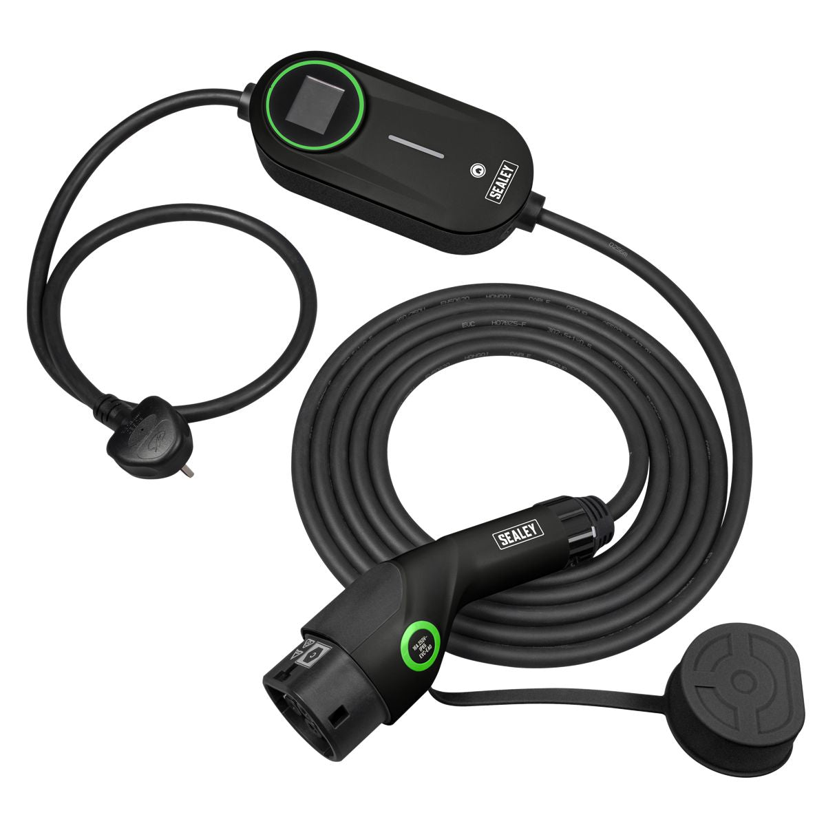Sealey Adjustable (3.5kW) Type 2 to UK 3-Pin Plug Portable EV Charger - 5m Cable - Image 1