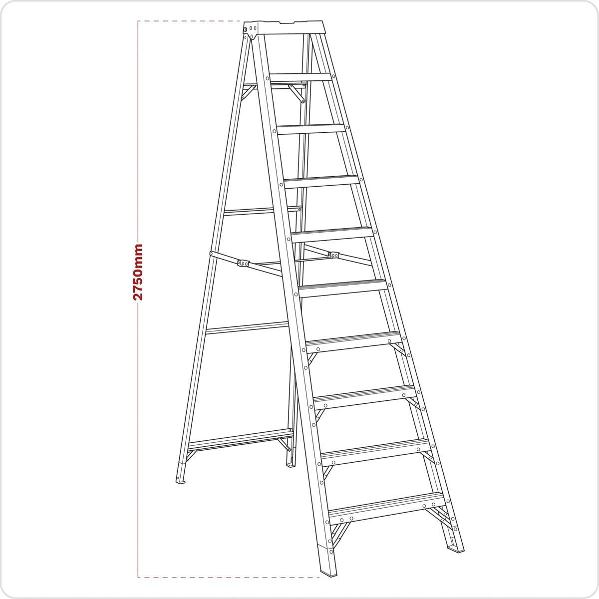 Sealey Fibreglass Step Ladder 9-Tread - BS EN 131 - Image 2