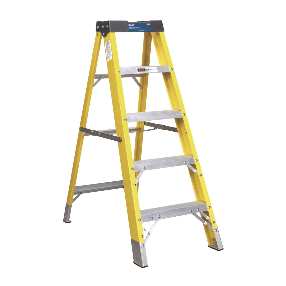 Sealey Fibreglass Step Ladder 4-Tread - BS EN 131 - Image 1