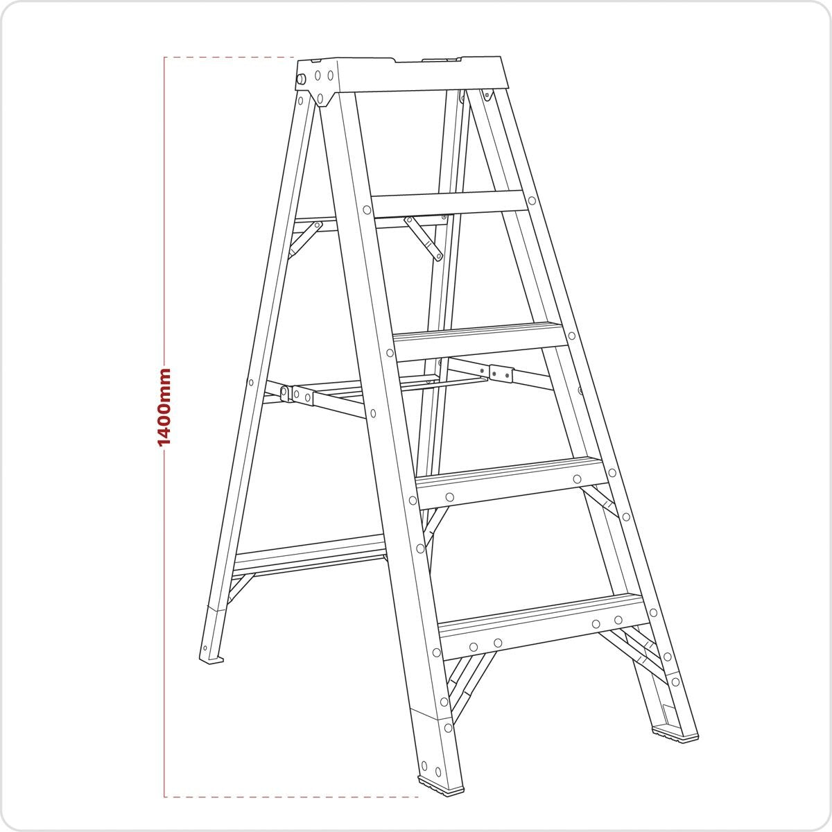 Sealey Fibreglass Step Ladder 4-Tread - BS EN 131 - Image 4
