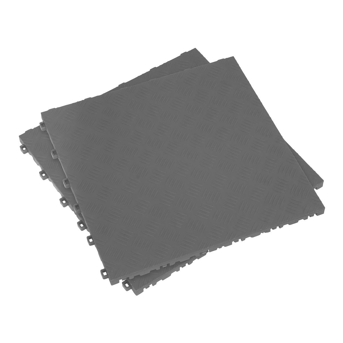 Sealey Polypropylene Floor Tile 400 x 400mm, Grey Treadplate - Pack of 9 - Image 1